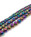 4mm, 6mm, 8mm, 10mm and 12mm Multi colored hematite beads