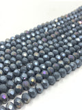 4mm, 6mm, 8mm, 10mm rondelle glass beads in grey ab color