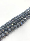 Dark grey rondelle glass beads for jewelry making