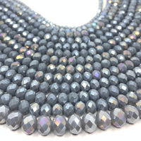 Rondelle Grey glass beads