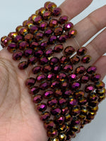 Rondelle glass beads donut shape in pink purple color