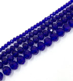 Transparent blue rondelle glass beads with faceted cut