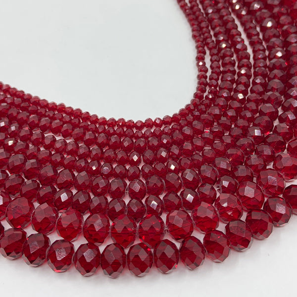 Siam Red Rondelle Glass Beads