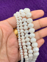 Chalk White AB Glass Beads