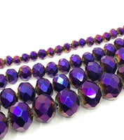 4mm, 6mm, 8mm and 10mm Metallic purple glass beads for jewelry making
