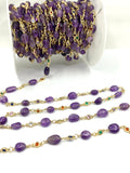 Amethyst Wire Wrapped Rosary Style Chain