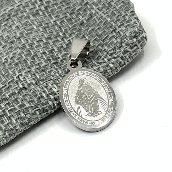 Stainless Steel Miraculous Mary Medal Pendant