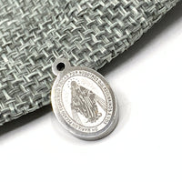 Stainless Steel Miraculous Mary Medal Charm
