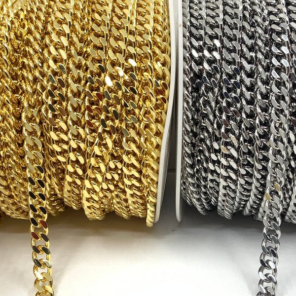 Unfinished Cuban Link Chain in gold and silver