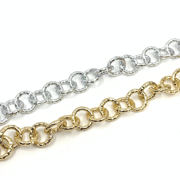 Unfinished Diamond Cut Rolo Chain in gold and silver