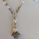 White Pearl Rosary with Angel | Fashion Jewellery Outlet | Fashion Jewellery Outlet
