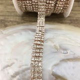 3 Row Rose Gold Rhinestone Chain Clear Stone| Fashion Jewellery Outlet | Fashion Jewellery Outlet