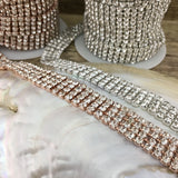 4 Row Silver Rhinestone Chain Clear Stone| Fashion Jewellery Outlet | Fashion Jewellery Outlet