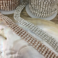4 Row Silver Rhinestone Chain Clear Stone| Fashion Jewellery Outlet | Fashion Jewellery Outlet