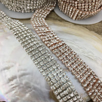 4 Row Rose Gold Rhinestone Chain Clear Stone| Fashion Jewellery Outlet | Fashion Jewellery Outlet