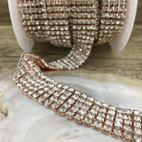 5 Row Rose Gold Rhinestone Chain Clear Stone| Fashion Jewellery Outlet | Fashion Jewellery Outlet