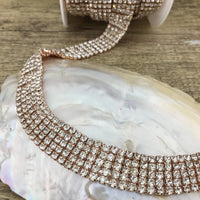 5 Row Rose Gold Rhinestone Chain Clear Stone| Fashion Jewellery Outlet | Fashion Jewellery Outlet