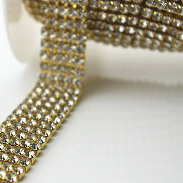 5 Row Gold Rhinestone Chain Clear Stone| Fashion Jewellery Outlet | Fashion Jewellery Outlet