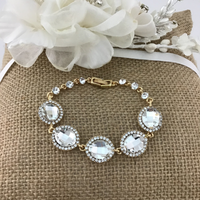 Crystal Almond Shape Gold Bridal Bracelet | Fashion Jewellery Outlet | Fashion Jewellery Outlet