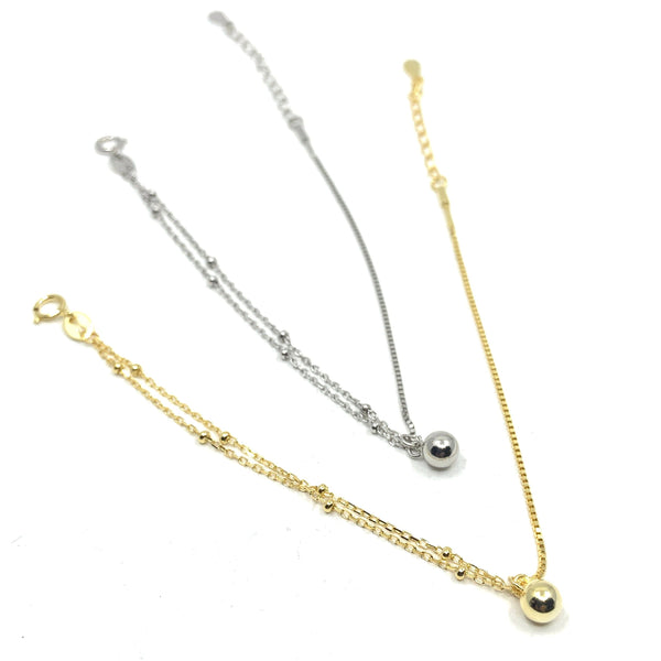 Half Box Chain and Half Ball Chain Bracelet in 2 options: Silver and gold. Made from sterling silver. | Fashion Jewellery Outlet