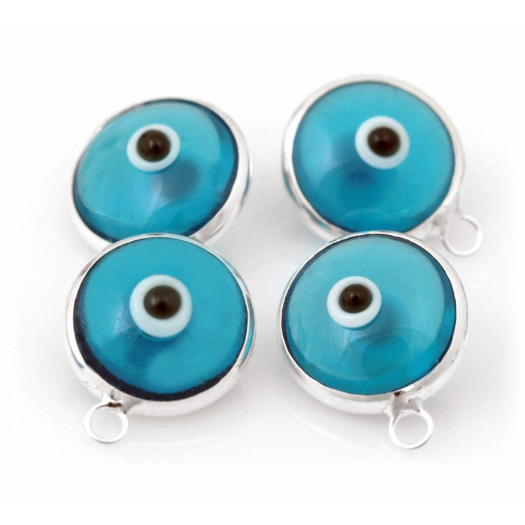 Light Blue Sterling Silver Evil Eye Charm | Fashion JewelleryWholesale | Fashion Jewellery Outlet