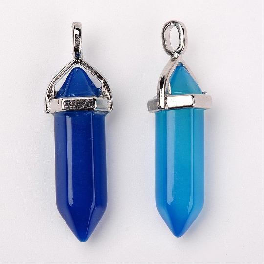 Natural Blue Agate Bullet Pendant | Fashion Jewellery Outlet | Fashion Jewellery Outlet