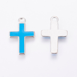 Alloy Blue Enamel Cross Charm | Fashion Jewellery Outlet | Fashion Jewellery Outlet