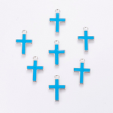 Alloy Blue Enamel Cross Charm | Fashion Jewellery Outlet | Fashion Jewellery Outlet