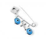 Blue Evil Eye Safety Pin with Cross | Fashion Jewellery Outlet | Fashion Jewellery Outlet