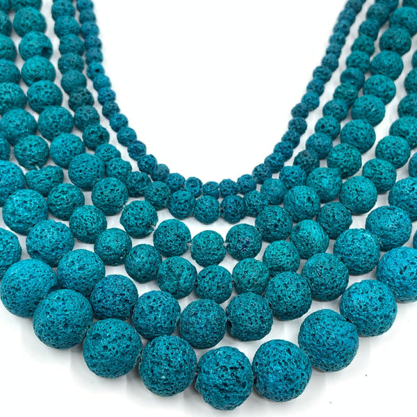 Teal Blue Lava Beads for Jewelry making 