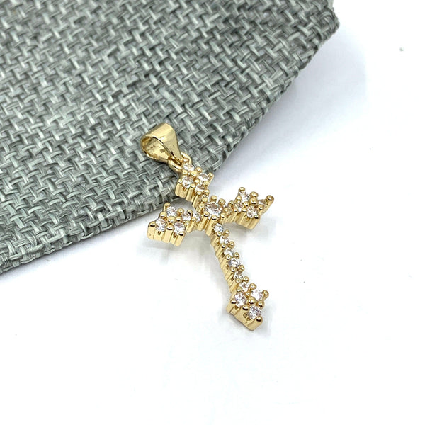 Sparkling Gold Cross Pendant with CZ Stones