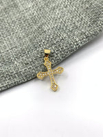 Gold CZ Cross Pendant with bail