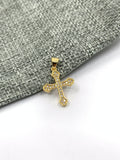 Gold CZ Cross Pendant with bail