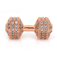 Cz Micro Pave Rose Gold Dumb Bell Bead | Fashion Jewellery Outlet | Fashion Jewellery Outlet