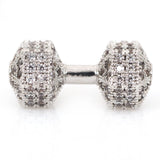 Cz Micro Pave Silver Dumb Bell Bead | Fashion Jewellery Outlet | Fashion Jewellery Outlet