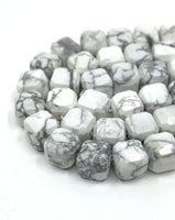 White howlite cube gemstone beads