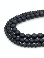 Black Agate Faceted Round Beads