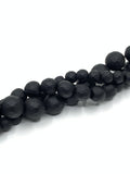 Matte Black Faceted Gemstone Beads