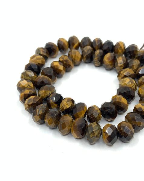 Faceted Tiger Eye Rondelle Beads