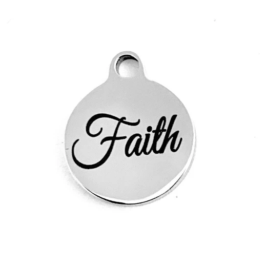 Faith Laser Engraved Steel Charm | Fashion Jewellery Outlet | Fashion Jewellery Outlet