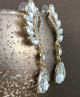 Crystal Marquise Teardrop Earrings, Gold | Fashion Jewellery Outlet | Fashion Jewellery Outlet