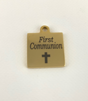 First Communion Engraved Charm, Gold | Fashion Jewellery Outlet | Fashion Jewellery Outlet