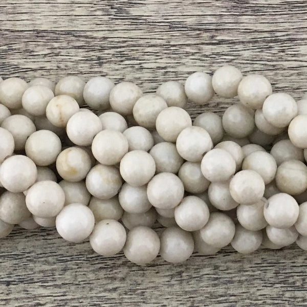 8mm Fossil Beads, Ivory Round Beads | Fashion Jewellery Outlet | Fashion Jewellery Outlet