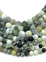Round green opal gemstone beads