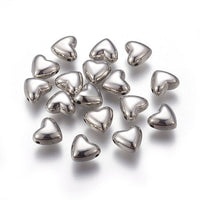 Stainless Steel Rhodium heart bead | Fashion Jewellery Outlet | Fashion Jewellery Outlet