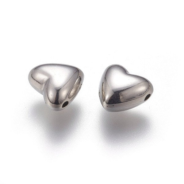 Stainless Steel Rhodium heart bead | Fashion Jewellery Outlet | Fashion Jewellery Outlet