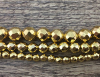 8mm Gold Faceted Hematite Bead | Fashion Jewellery Outlet | Fashion Jewellery Outlet