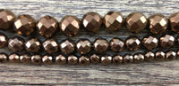 6mm Bronze Faceted Hematite Bead | Fashion Jewellery Outlet | Fashion Jewellery Outlet