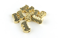 Cz Pave Bead, Micro Pave Bead, Gold | Fashion Jewellery Outlet | Fashion Jewellery Outlet