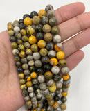 6mm and 8mm bumble bee jasper beads